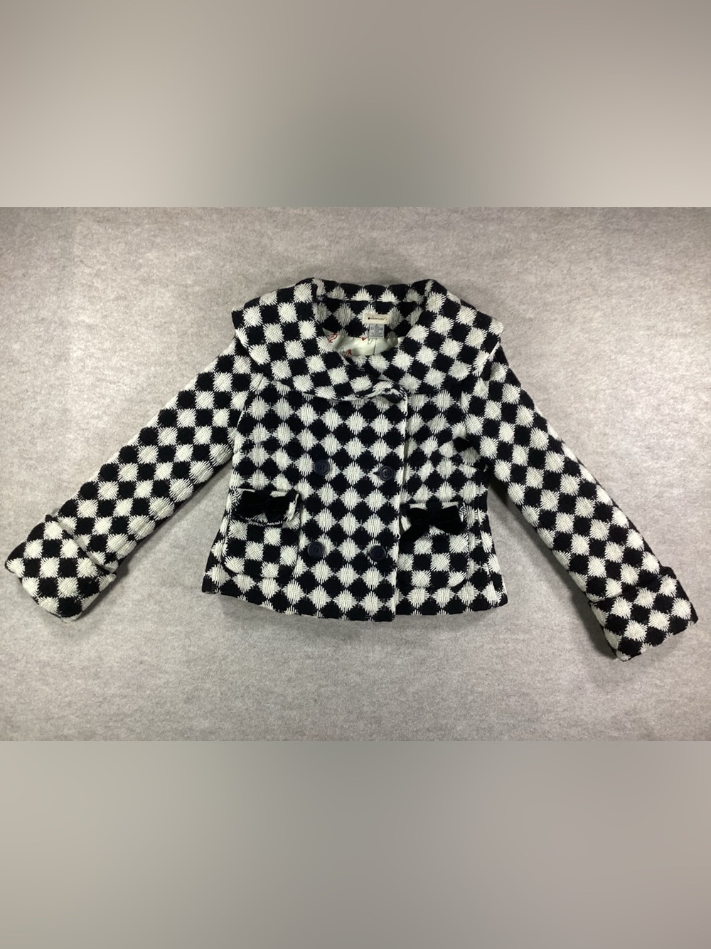 elevenses Black & White Checkered Blazer Peacoat - Anthropologie